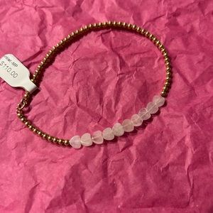 MP Gold beaded pink crystal heart anklet NWT